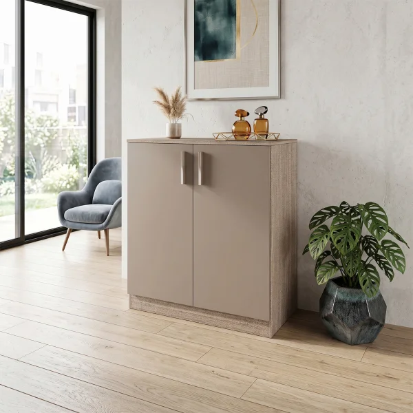 Mobile contenitore multiuso 80x91h cm 2 ante rovere scuro marrone Ginger