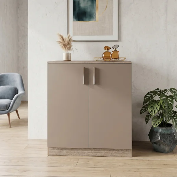 Mobile contenitore multiuso 80x91h cm 2 ante rovere scuro marrone Ginger