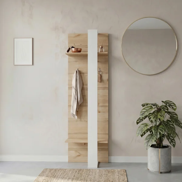 Mobile ingresso 56x183h cm appendiabiti con mensole rovere bianco Catania