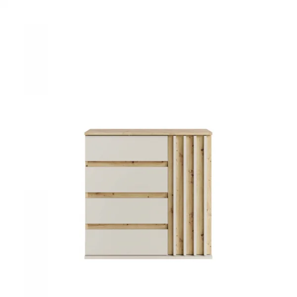 Mobile ingresso 80x79h cm con 4 cassetti 1 anta cannettato rovere beige cashmere Zante