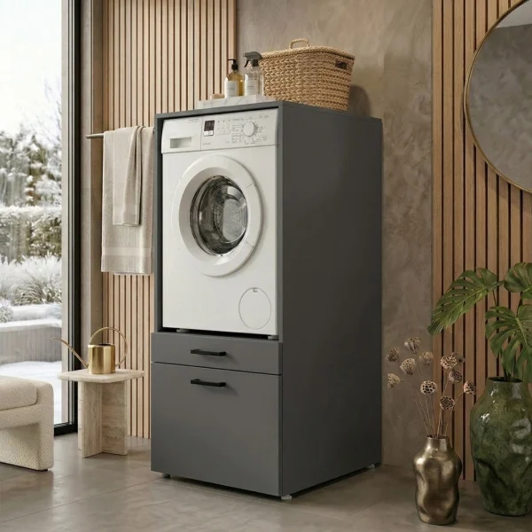 Mobile lavatrice 67x144h cm con cassettone antracite Water
