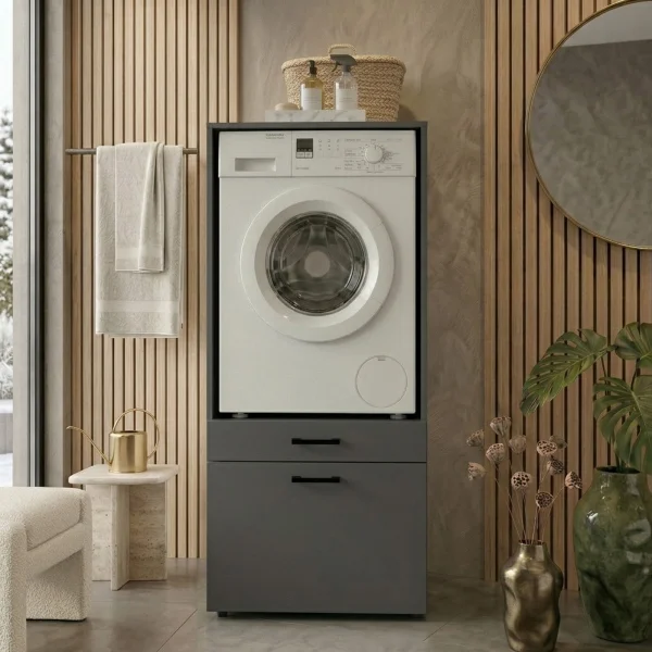Mobile lavatrice 67x144h cm con cassettone antracite Water