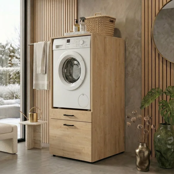 Mobile lavatrice 67x144h cm con cassettone rovere Water
