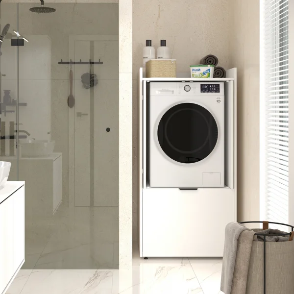 Mobile lavatrice 77x153h cm con cassettone e 2 ante bianco Lavia