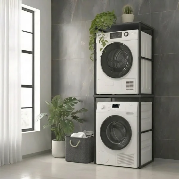 Mobile lavatrice e asciugatrice 66x189h cm industrial metallo antracite Loft