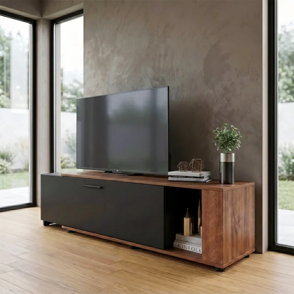 Mobile porta tv 122x40h cm estensibile e trasformabile in angolare noce antracite Venezia