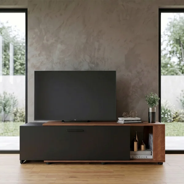 Mobile porta tv 122x40h cm estensibile e trasformabile in angolare noce antracite Venezia