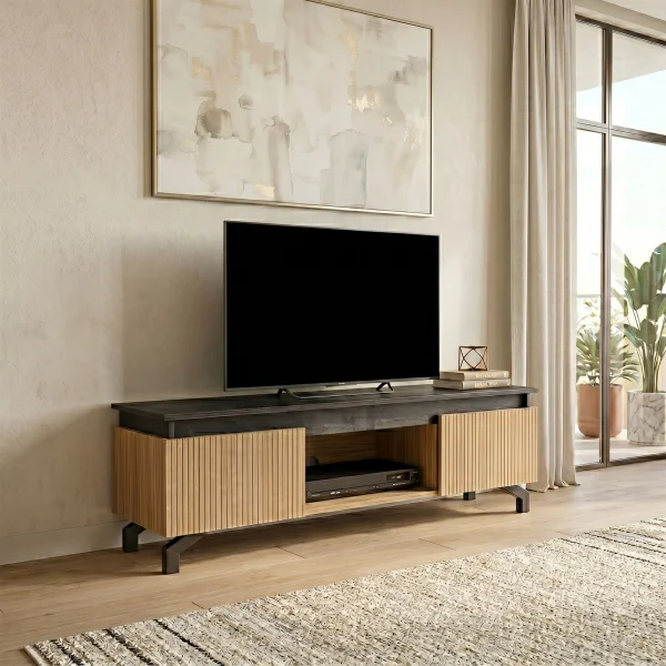 Mobile porta TV 130x44h cm reversibile rovere nero frassinato Norcia