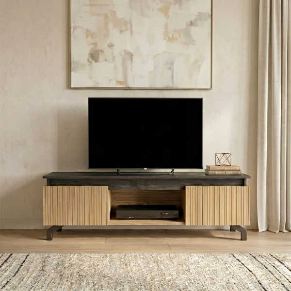 Mobile porta TV 130x44h cm reversibile rovere nero frassinato Norcia