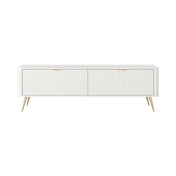 Mobile porta TV 163x51h cm 2 ante a ribalta bianco opaco cannettato Ramis