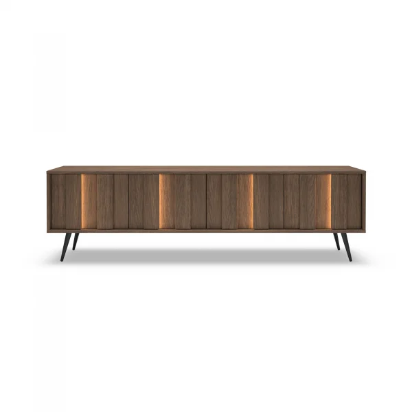 Mobile porta TV 183x54h cm con led 4 ante soggiorno noce Bois