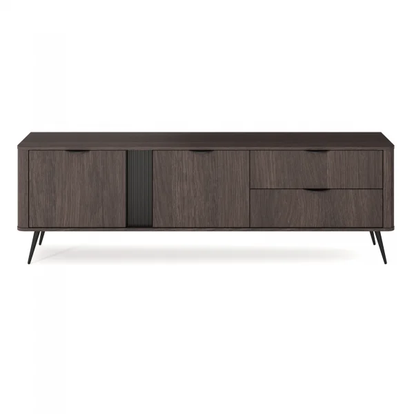 Mobile porta TV 195x61h cm 2 ante 2 cassetti soggiorno wengè nero Vesper
