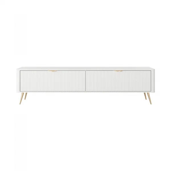 Mobile porta TV 200x51h cm 2 ante a ribalta bianco opaco cannettato Ramis