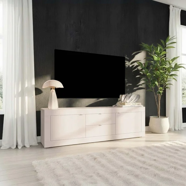 Mobile porta TV 210x66h cm 2 ante 2 cassetti beige cashmere Eternity
