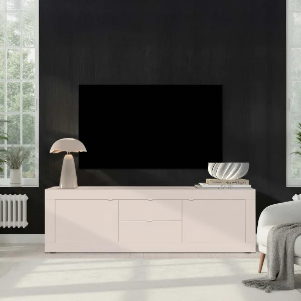 Mobile porta TV 210x66h cm 2 ante 2 cassetti beige cashmere Eternity