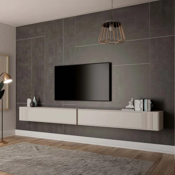 Mobile porta TV sospeso 300x30h cm beige cashmere Bellagio 5