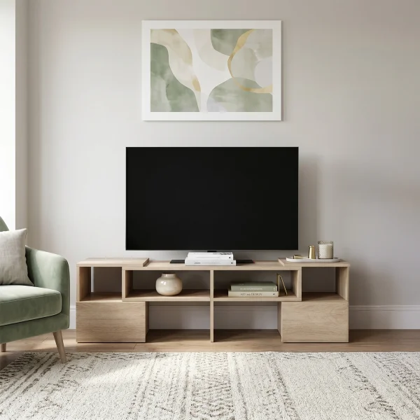 Mobile porta TV trasformabile 148x40h cm con estremità mobili rovere Billy