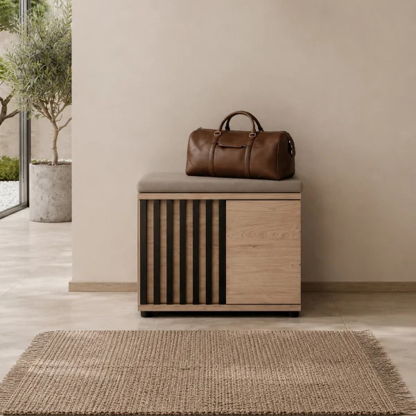 Mobile scarpiera 60x46h cm 2 ante cannettato rovere nero Berlino