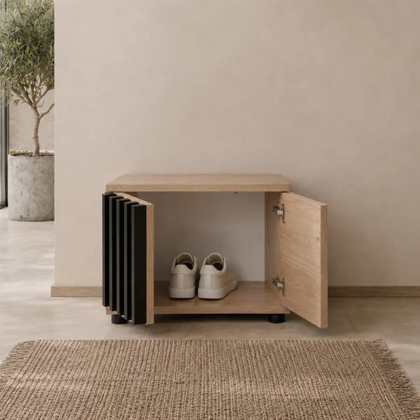 Mobile scarpiera 60x46h cm 2 ante cannettato rovere nero Berlino