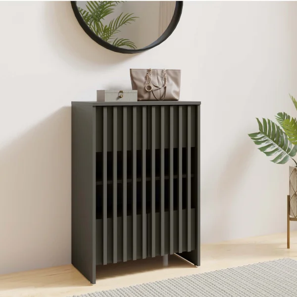 Mobile scarpiera 60x87h cm 2 ante cannettato antracite Trasimeno