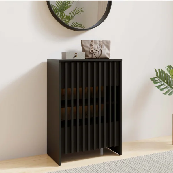 Mobile scarpiera 60x87h cm 2 ante cannettato nero rovere Trasimeno