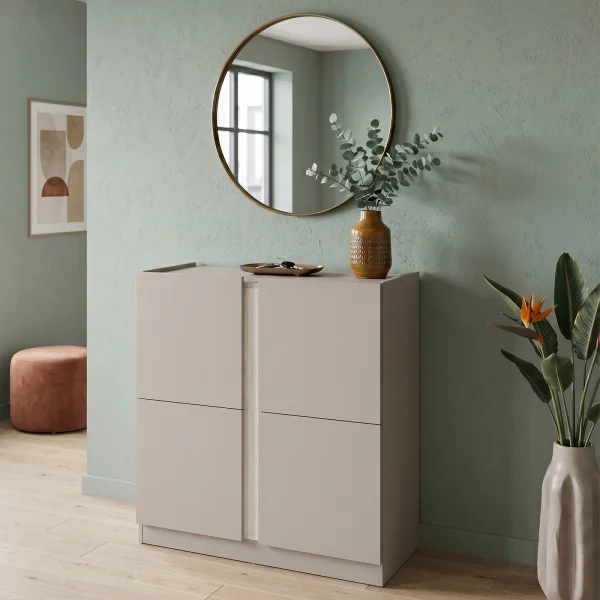Mobile scarpiera 95x91h cm 2 ante beige cashmere e olmo Melissa