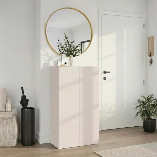 Mobile scarpiera multiuso ingresso 63x114h cm 2 ante beige cashmere top rovere scuro Mercor