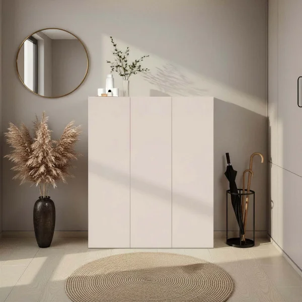 Mobile scarpiera multiuso ingresso 94x114h cm 3 ante beige cashmere top rovere scuro Mercor