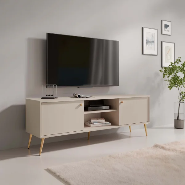Mobile TV 156x55h cm 2 ante 2 vani a vista beige cashmere Carly