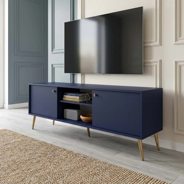 Mobile TV 156x55h cm 2 ante 2 vani a vista blu navy Carly