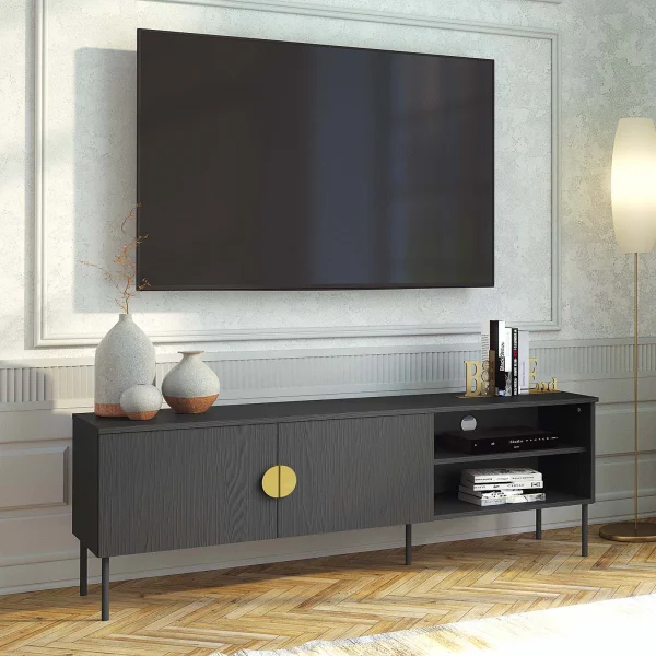 Mobile tv 160x53h cm 2 ante 2 vani a giorno nero frassinato Innsbruck