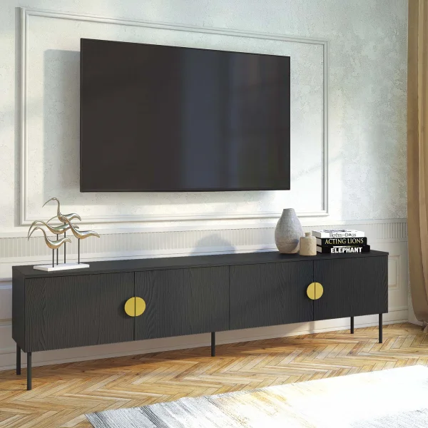 Mobile tv 200x53h cm 4 ante nero frassinato Innsbruck