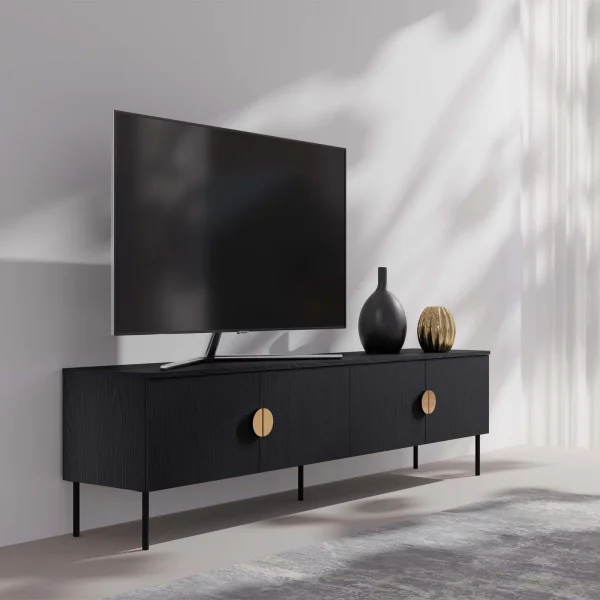Mobile tv 200x53h cm 4 ante nero frassinato Innsbruck
