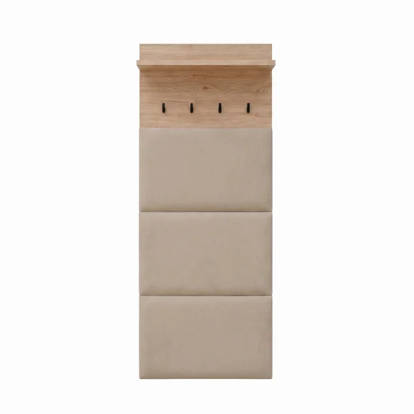 Pannello appendiabiti 60x156h cm con mensola imbottito beige cashmere rovere Berlino