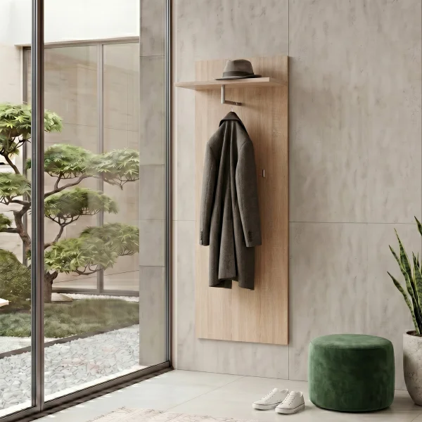 Pannello parete con mensola e appendiabiti 60x157h cm rovere sonoma California Gihome®