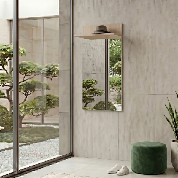 Pannello specchio con mensola 60x106h cm rovere sonoma California Gihome®