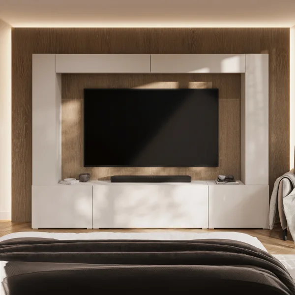 Parete attrezzata 261x194h cm 5 ante a ribalta beige cashmere Arkansas