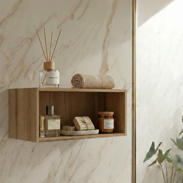 Pensile bagno 80x29h cm vano a giorno rovere Cleany