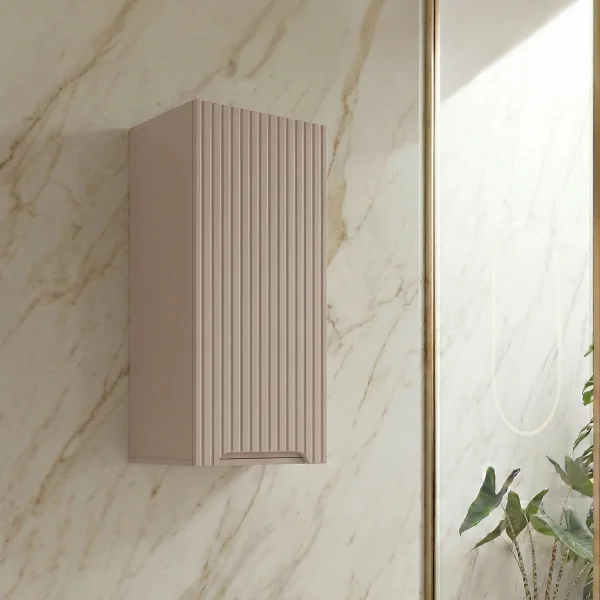 Pensile bagno lavanderia 35x85h cm cannettato 1 anta beige Cleany