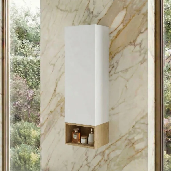 Pensile bagno sospeso 30x100h cm 1 anta bianco rovere Speranza