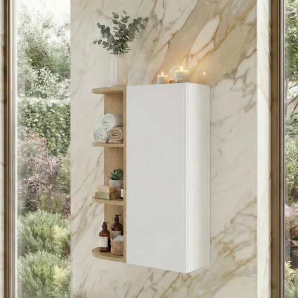Pensile bagno sospeso 45x80h cm 1 anta bianco rovere Speranza