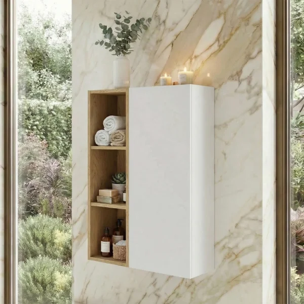 Pensile bagno sospeso 50x80h cm 1 anta bianco rovere Speranza