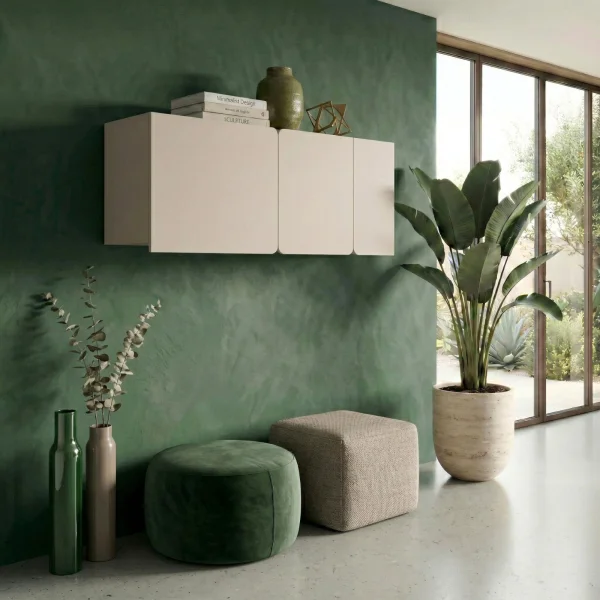 Pensile sospeso 120x37h cm 3 ante beige cashmere Linfa