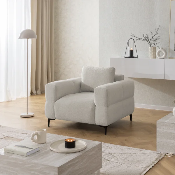 Poltrona imbottita tessuto beige Panorama