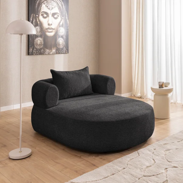 Poltrona oversize imbottita tessuto vellutato antracite Abbraccio