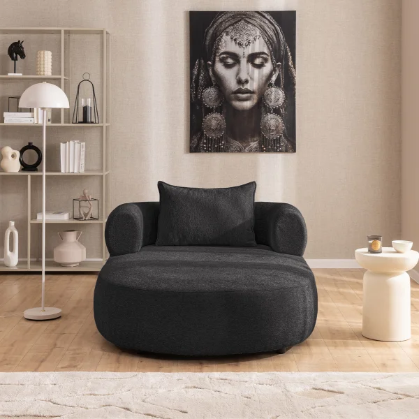 Poltrona oversize imbottita tessuto vellutato antracite Abbraccio