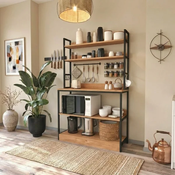 Scaffale cucina 101x160h cm industrial metallo rovere rustico Loft