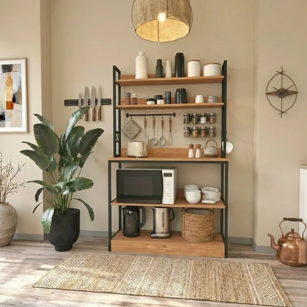 Scaffale cucina 101x160h cm industrial metallo rovere rustico Loft