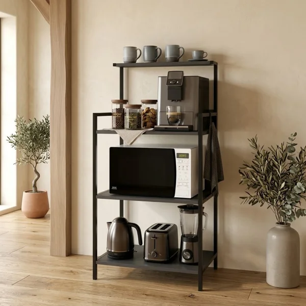 Scaffale cucina 63x130h cm 3 ripiani industrial metallo antracite Loft