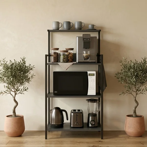 Scaffale cucina 63x130h cm 3 ripiani industrial metallo antracite Loft